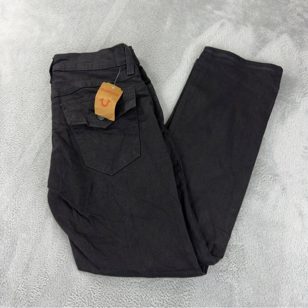 True Religion NWT Men's Size 33x32 Black Denim Flared Jeans Zipper Fly